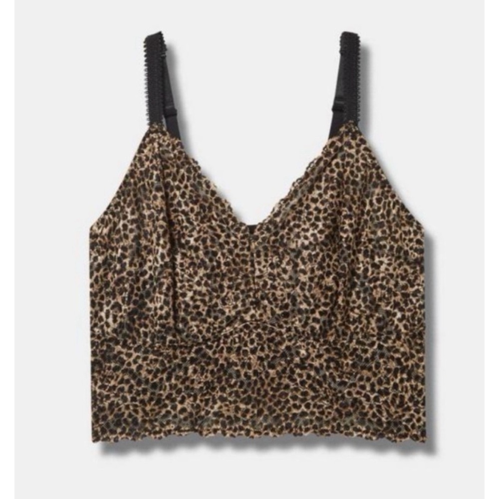 🆕🐆 Unlined Lace Crop Bralette 2 2X 18 20 NWT Torrid New! Leopard Cheetah - Picture 4 of 5